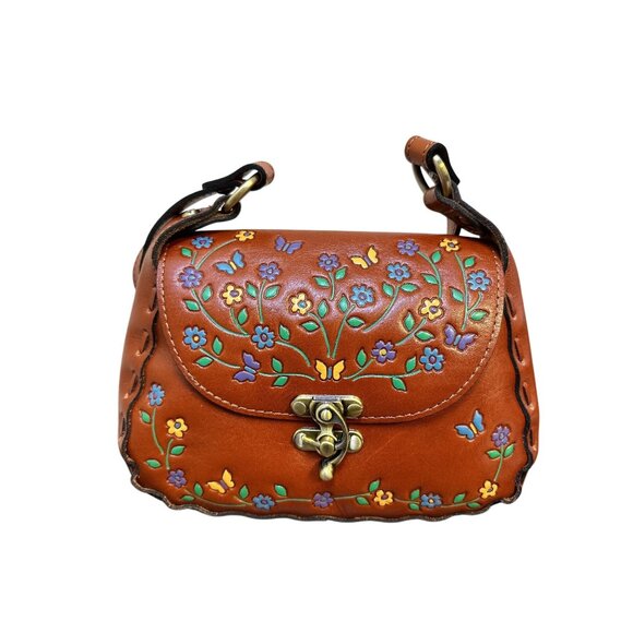 Patricia Nash Hand-painted Embossed Leather Shoulder Bag Size Small - Picture 1 of 13
